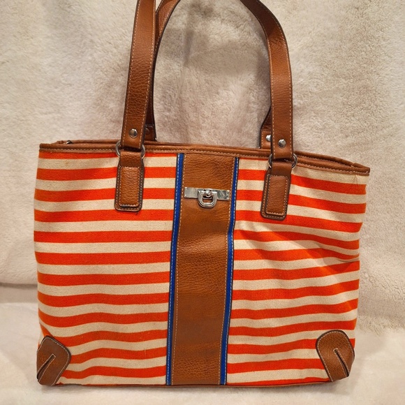 Orange Striped Canvas Bag - Picture 1 of 3